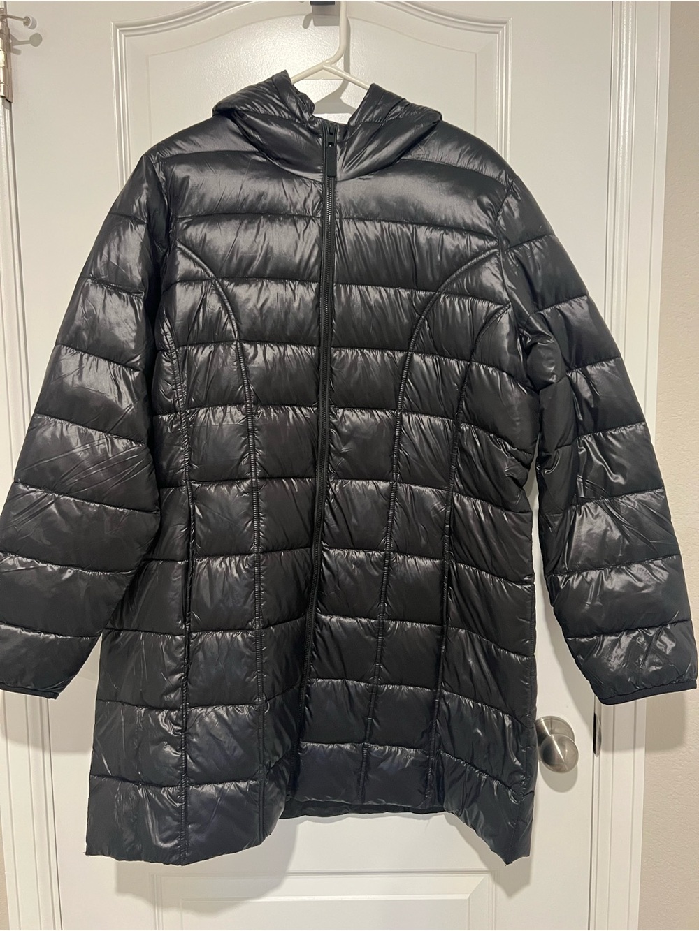 Women's Black Hooded Long Puffer Coat